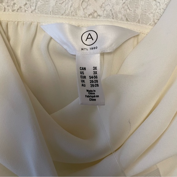 NWT - A MTL 1980 Women’s Long Sleeve Cowl Neck Lace Back White Top Size 3X - Picture 8 of 17